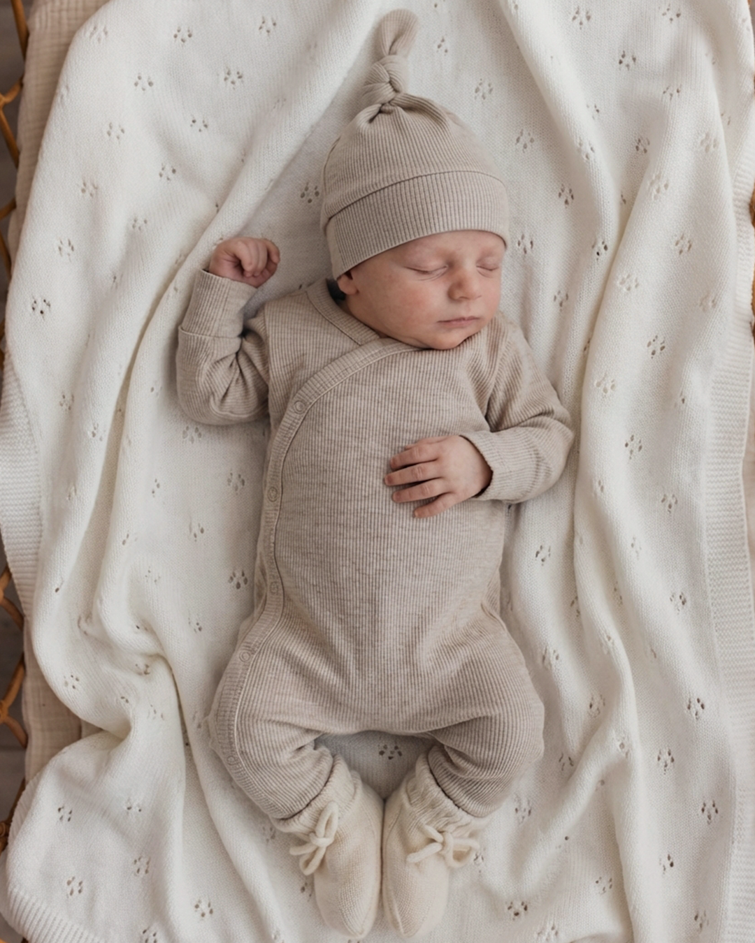 Knoopmuts Small Rib - Melange Beige