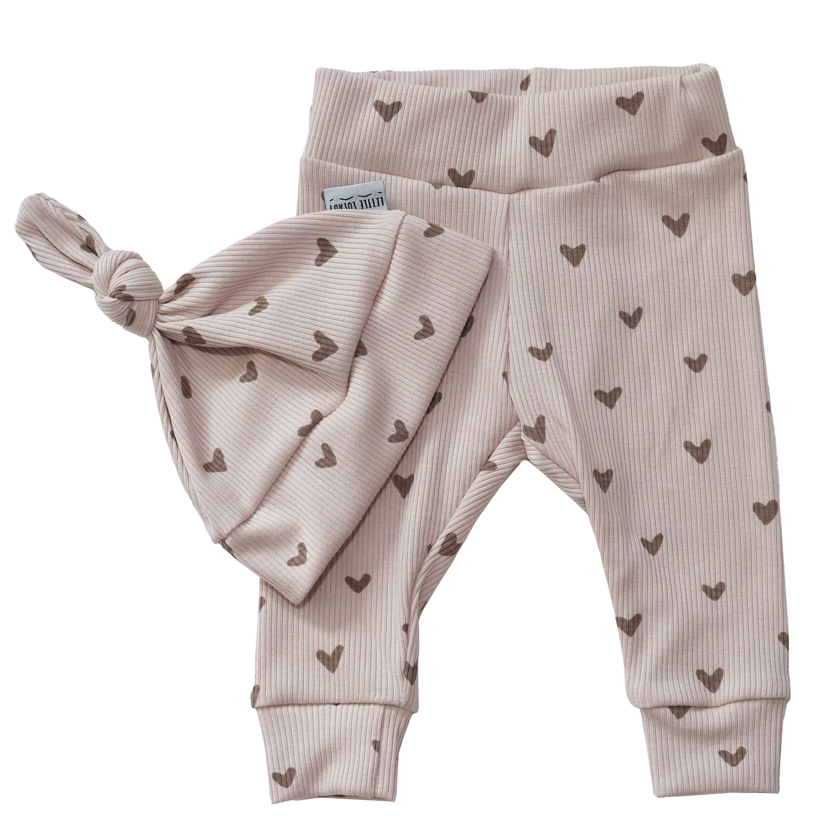 Newborn Muts + Broek Hearts - Natural