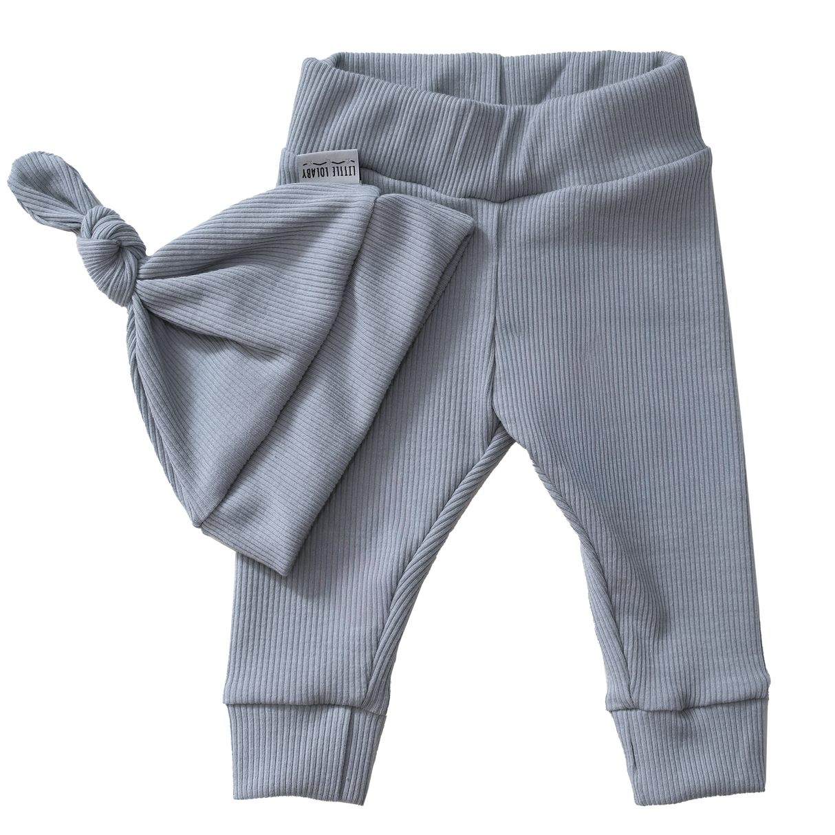 Newborn Muts + Broek Small Rib - Dusty Blue