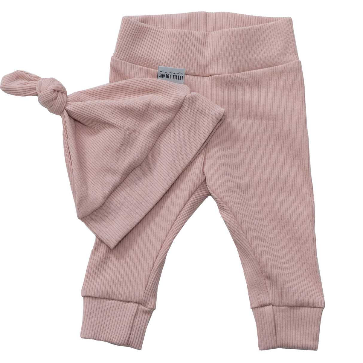 Newborn Muts + Broek Small Rib - Nude Pink