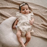 Bodysuit Ruffles Cotton Linen - Check