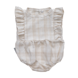 Bodysuit Ruffles Cotton Linen - Check