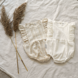 Bodysuit Ruffles Cotton Linen - Check