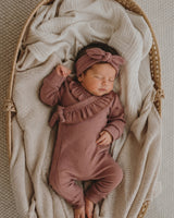 Boxpakje Met Strikje Rib Ruffle - Clay Pink