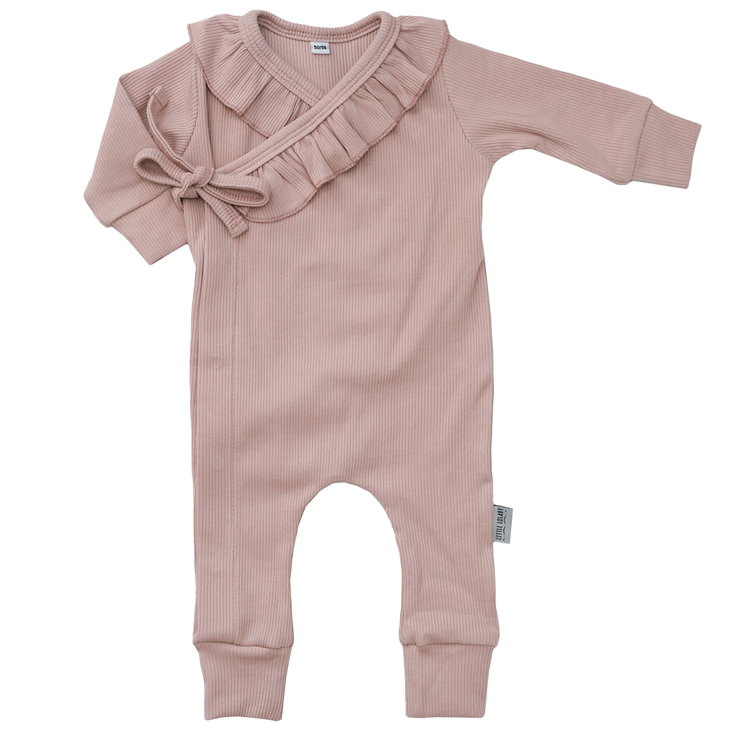 Boxpakje Met Strikje Rib Ruffle - Nude Pink