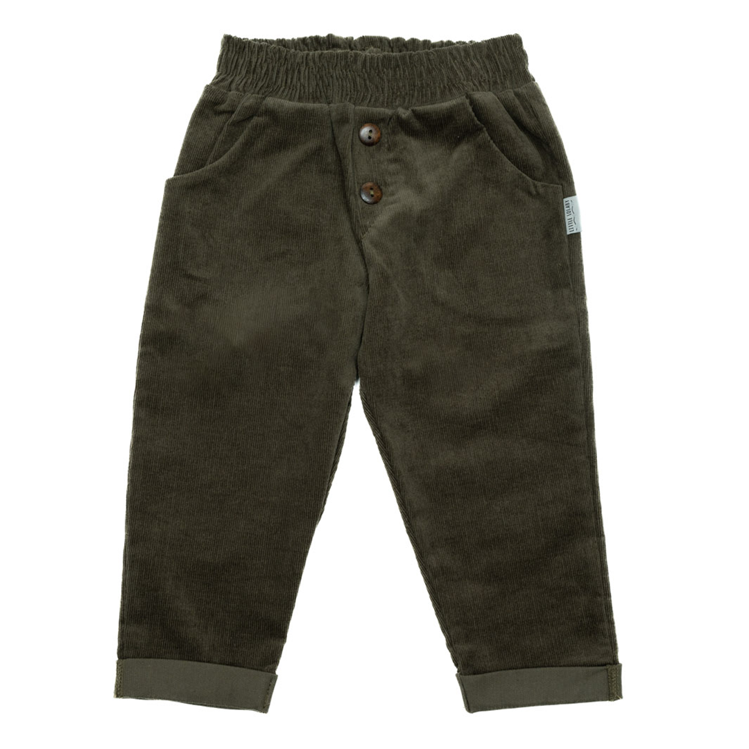 Broek Washed Corduroy  - Dark Olive Green